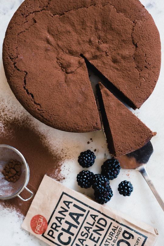 Flourless Chai Chocolate Cake